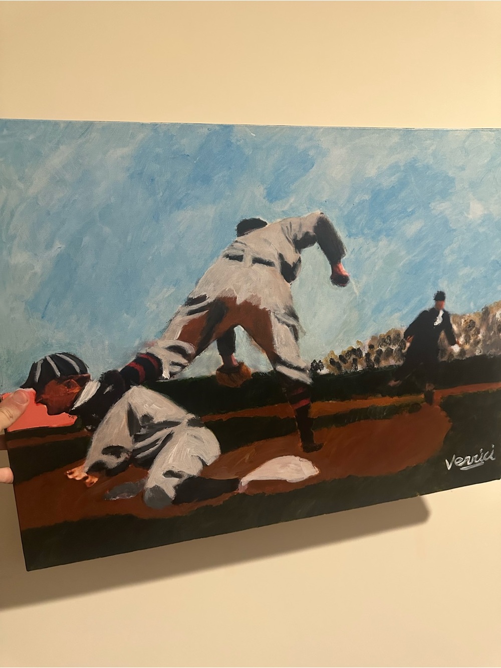 Ty Cobb Detroit Baseball Canvas original Painting 18x24 1/1 one of a kind